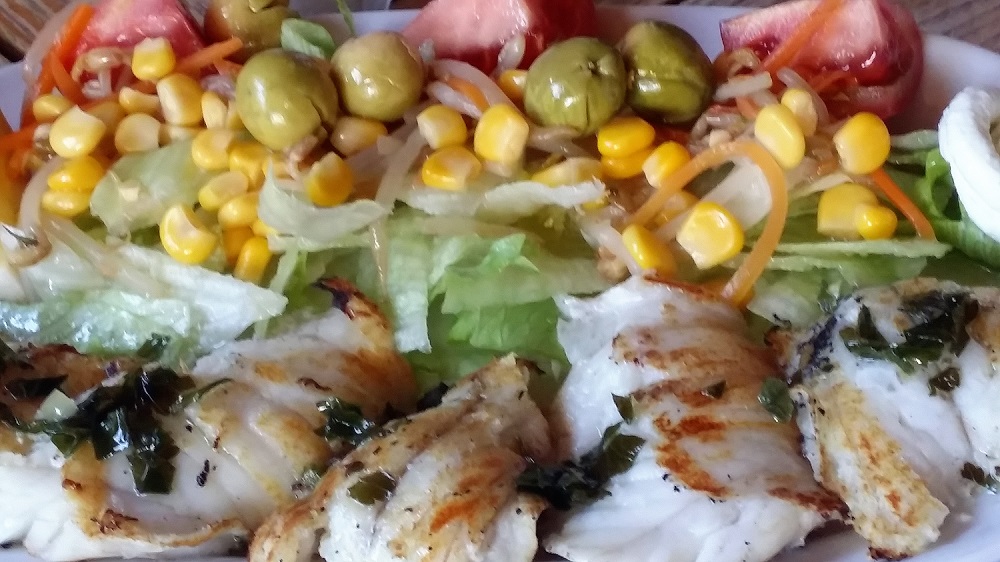 Typical Spanish Food, Fresh Fish and Salad