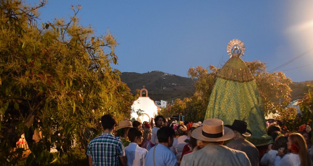 Virgin being carried to the Chapel during the Romeria of Velez-Malaga