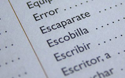 spanish words on paper