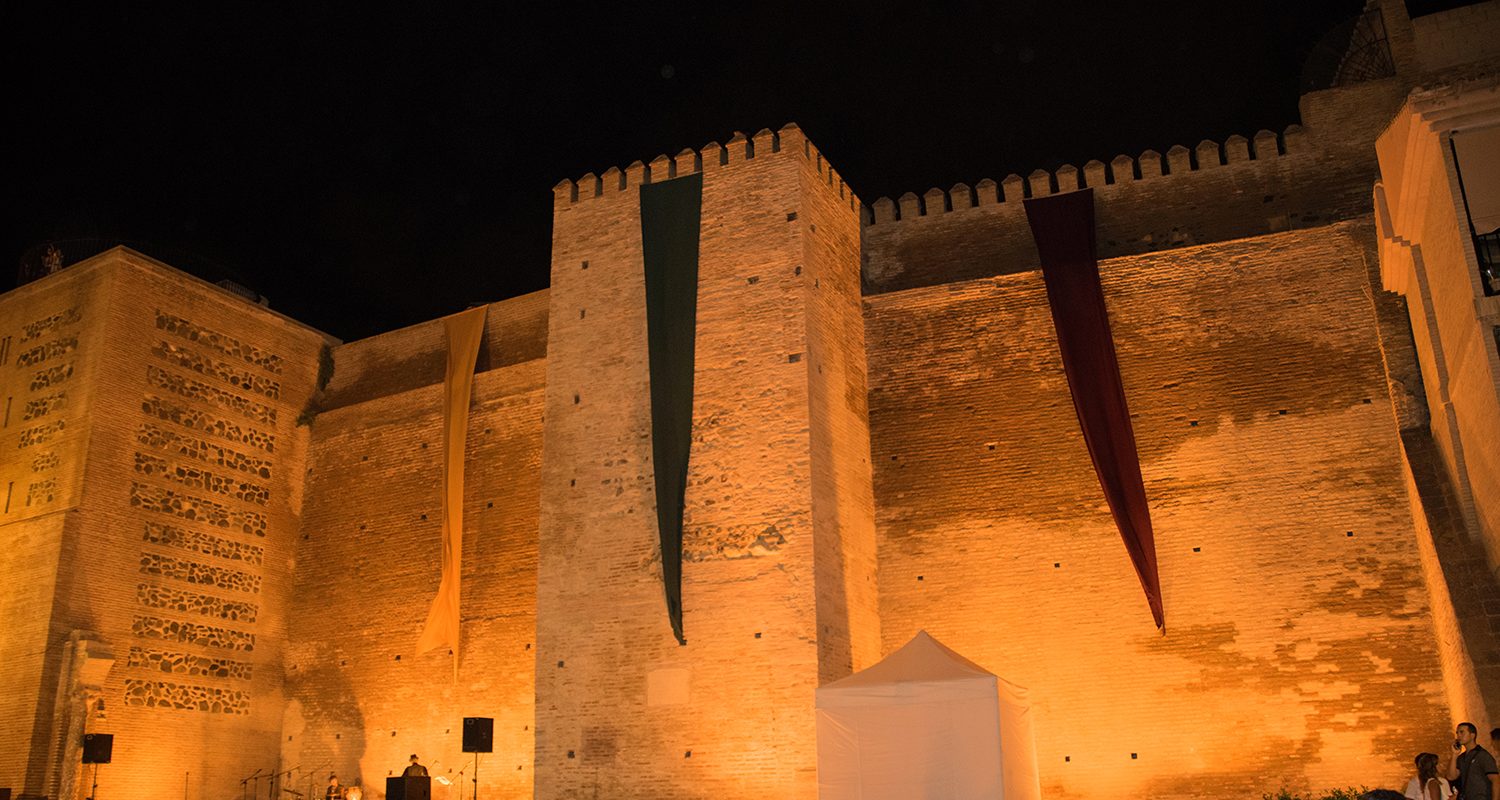 Moorish walls at night velez malaga