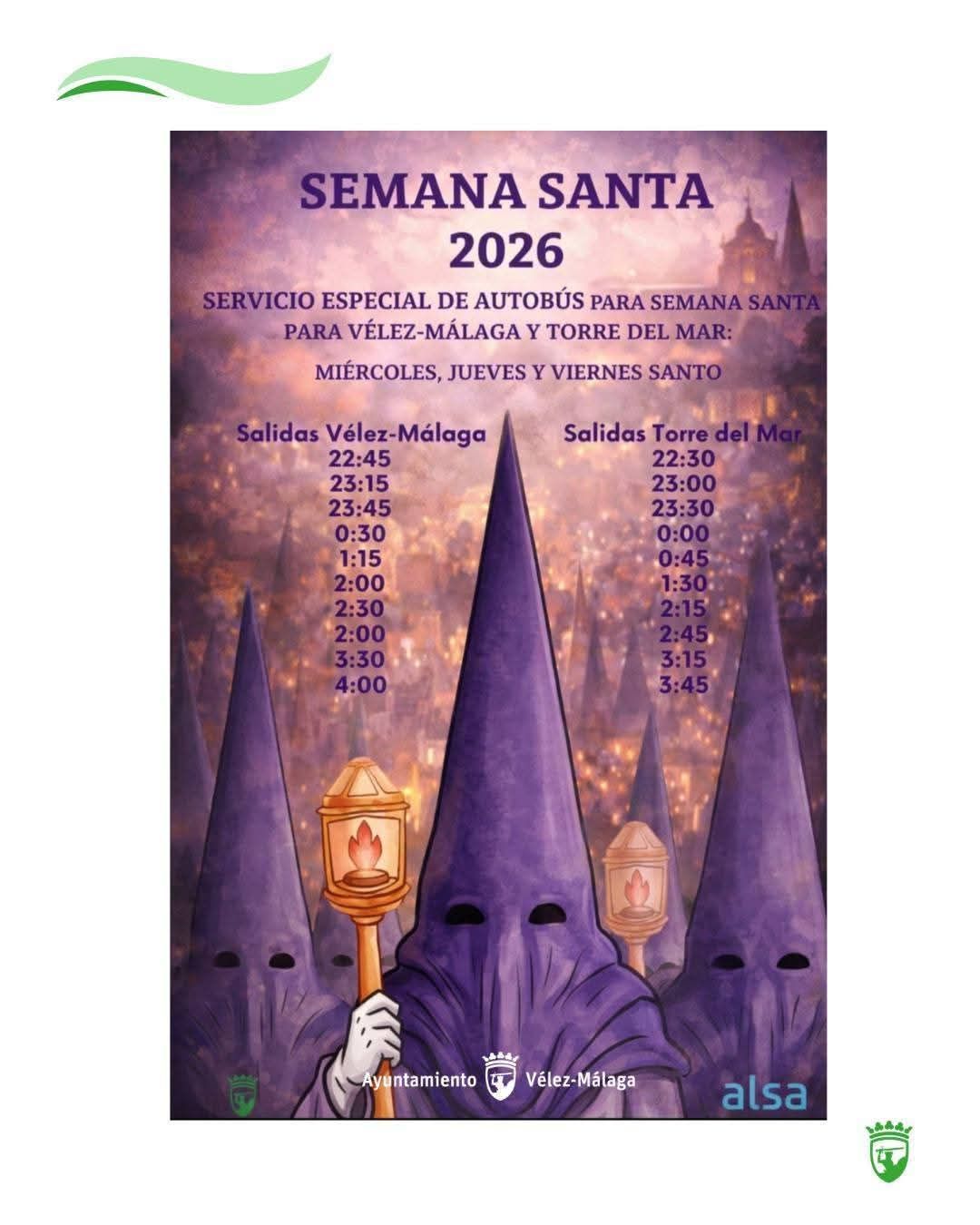 Semana santa torre del mar to Velez-Malaga buses