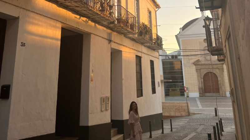Phillipa Cooper in Velez-Malaga historic centre at dusk